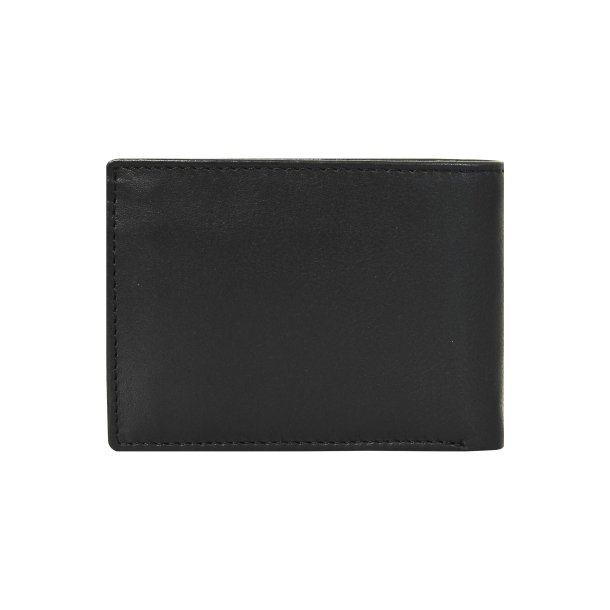 Belsac sort tofljet herrepung i skind med plads til kort, mnter, sedler, samt kortlomme p forside