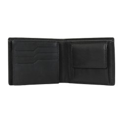 Belsac sort tofljet herrepung i skind med plads til kort, mnter, sedler, samt kortlomme p forside