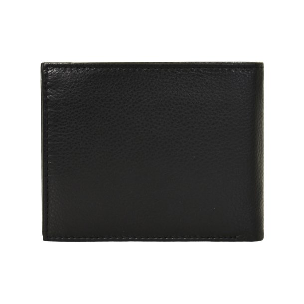 Belsac sort tofljet herrepung i skind med rd skind detalje og plads til kort, mnter og sedler