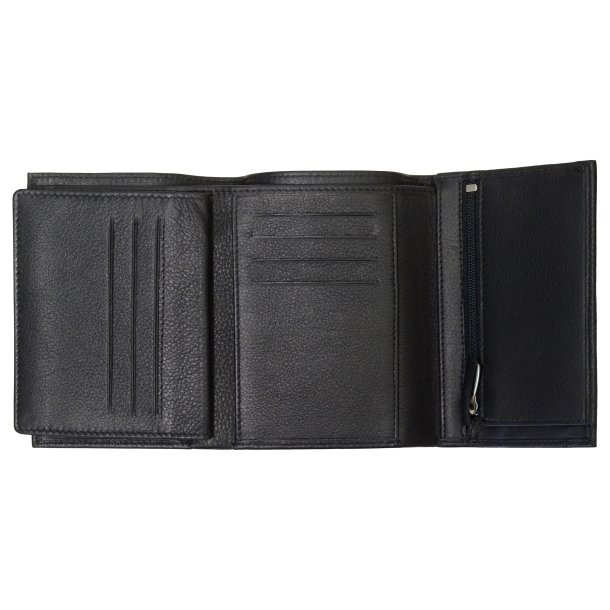 Belsac, sort herrepung i bldt lder med plads til flere kort og mnter