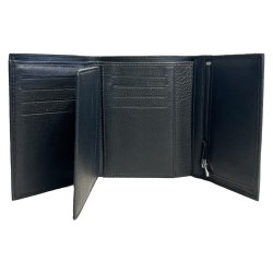 Belsac, sort herrepung i bldt lder med plads til flere kort og mnter