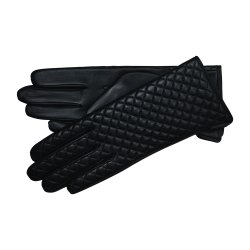 Belsac, skindhandske i sort med quilt p forsiden