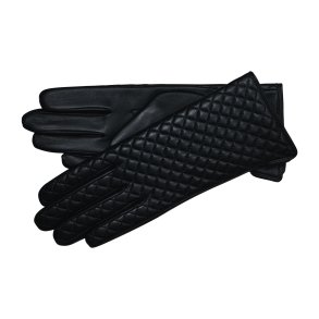 Belsac, skindhandske i sort med quilt p� forsiden