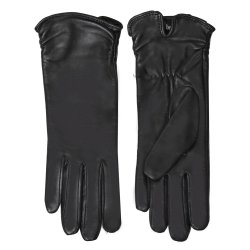 Belsac, lang skindhandske i sort med rynkeeffekt