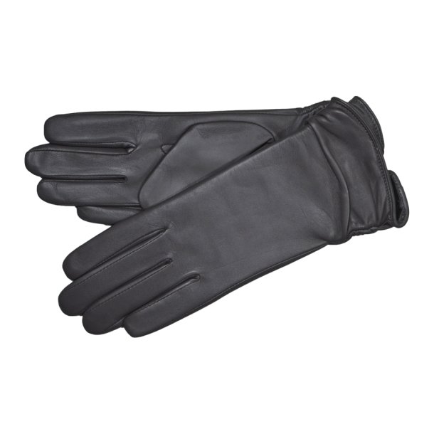 Belsac, lang skindhandske i gr med rynkeeffekt