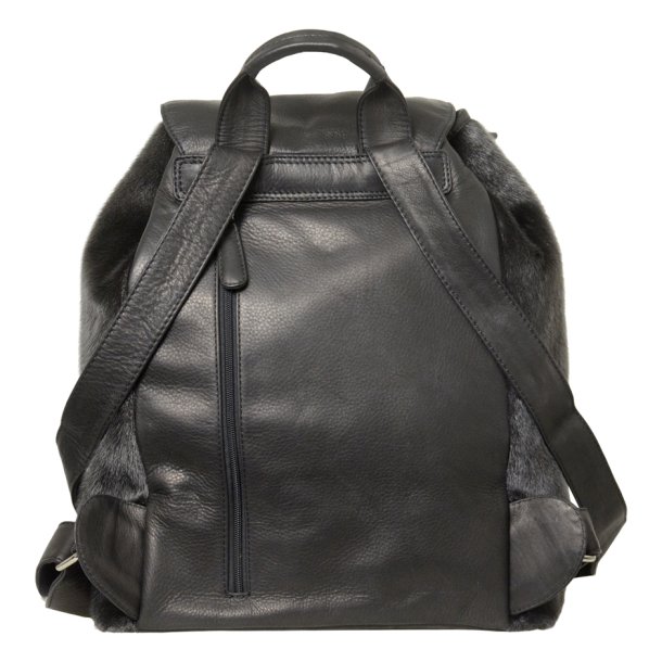 Minik, Belsac sort rummelig rygsk i skind/slskind med overslag