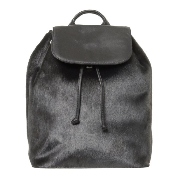 Minik, Belsac sort rummelig rygsk i skind/slskind med overslag