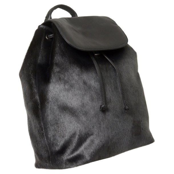 Minik, Belsac sort rummelig rygsk i skind/slskind med overslag