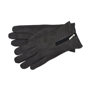 Belsac, skindhandske i m�rk gr� med tuber og lynl�s