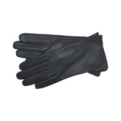 Belsac, glat skindhandske i mrk gr med touch