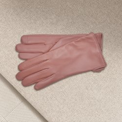 Belsac, glat skindhandske i rosa med touch