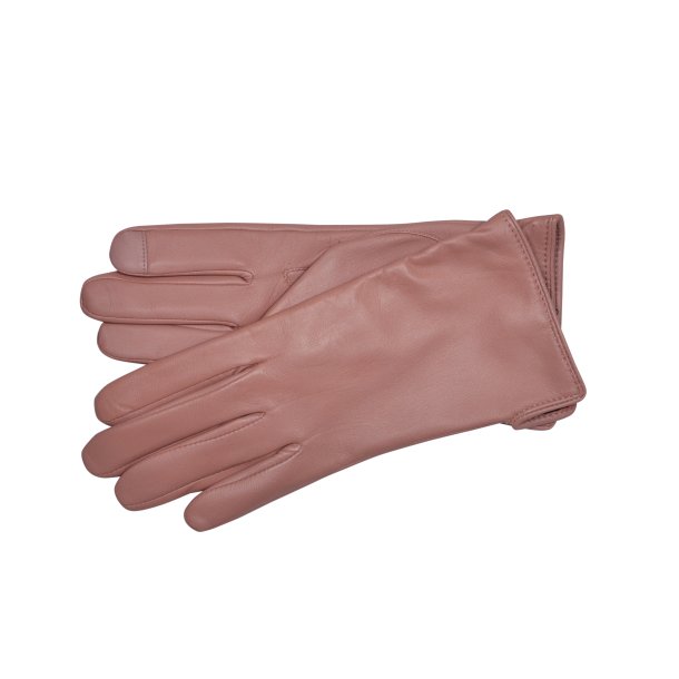 Belsac, glat skindhandske i rosa med touch