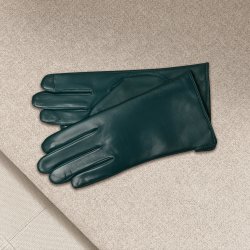 Belsac, glat skindhandske i teal med touch