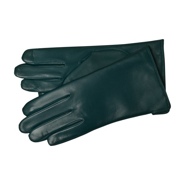 Belsac, glat skindhandske i teal med touch
