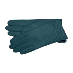 Belsac, kort skindhandske i teal med tuber p oversiden 