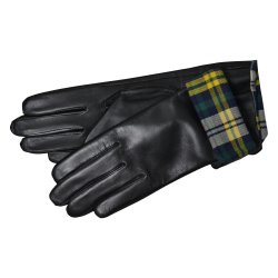 Belsac, skindhandske i sort med fint ternet for