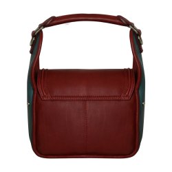 Ayako, Belsac mørk rød/blå skuldertaske/crossbody i skind med stort rum og flotte detaljer