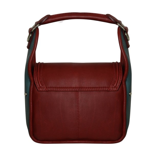 Ayako, Belsac mørk rød/blå skuldertaske/crossbody i skind med stort rum og flotte detaljer