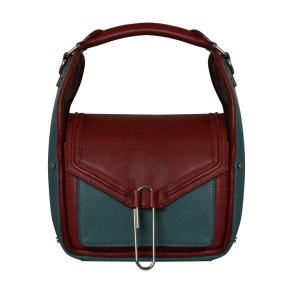Ayako, Belsac m�rk r�d/bl� skuldertaske/crossbody i skind med stort rum og flotte detaljer