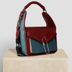 Ayako, Belsac mørk rød/blå skuldertaske/crossbody i skind med stort rum og flotte detaljer