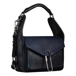 Ayako, Belsac m�rkebl� skuldertaske i skind med stort rum og flotte detaljer