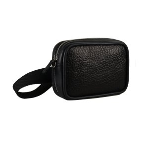 Hisano, Belsac sort b�ltetaske i skind med kraftig rem