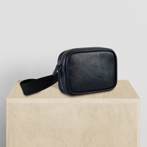 Hisano, Belsac m�rkebl� b�ltetaske i skind med kraftig rem